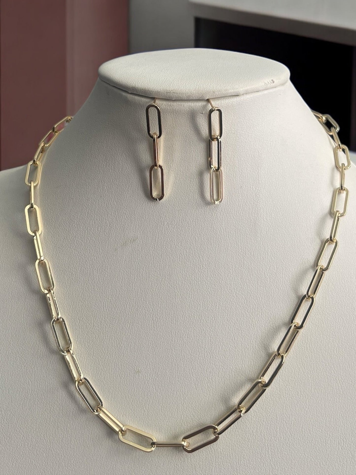 Paper Clip Design 14k Gold Electroplated Set