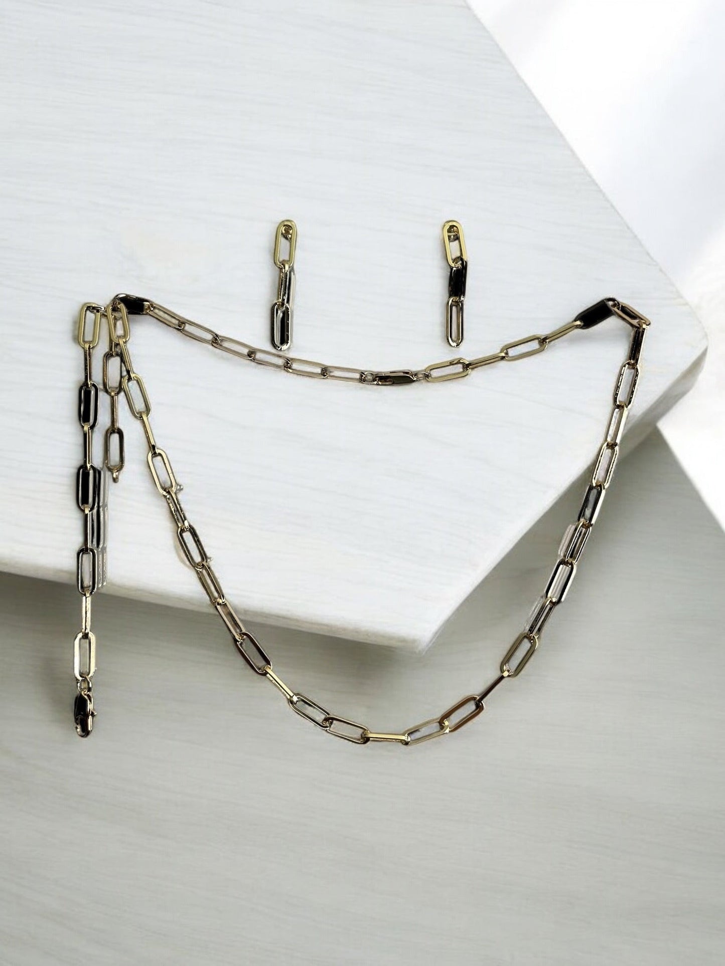 Paper Clip Design 14k Gold Electroplated Set