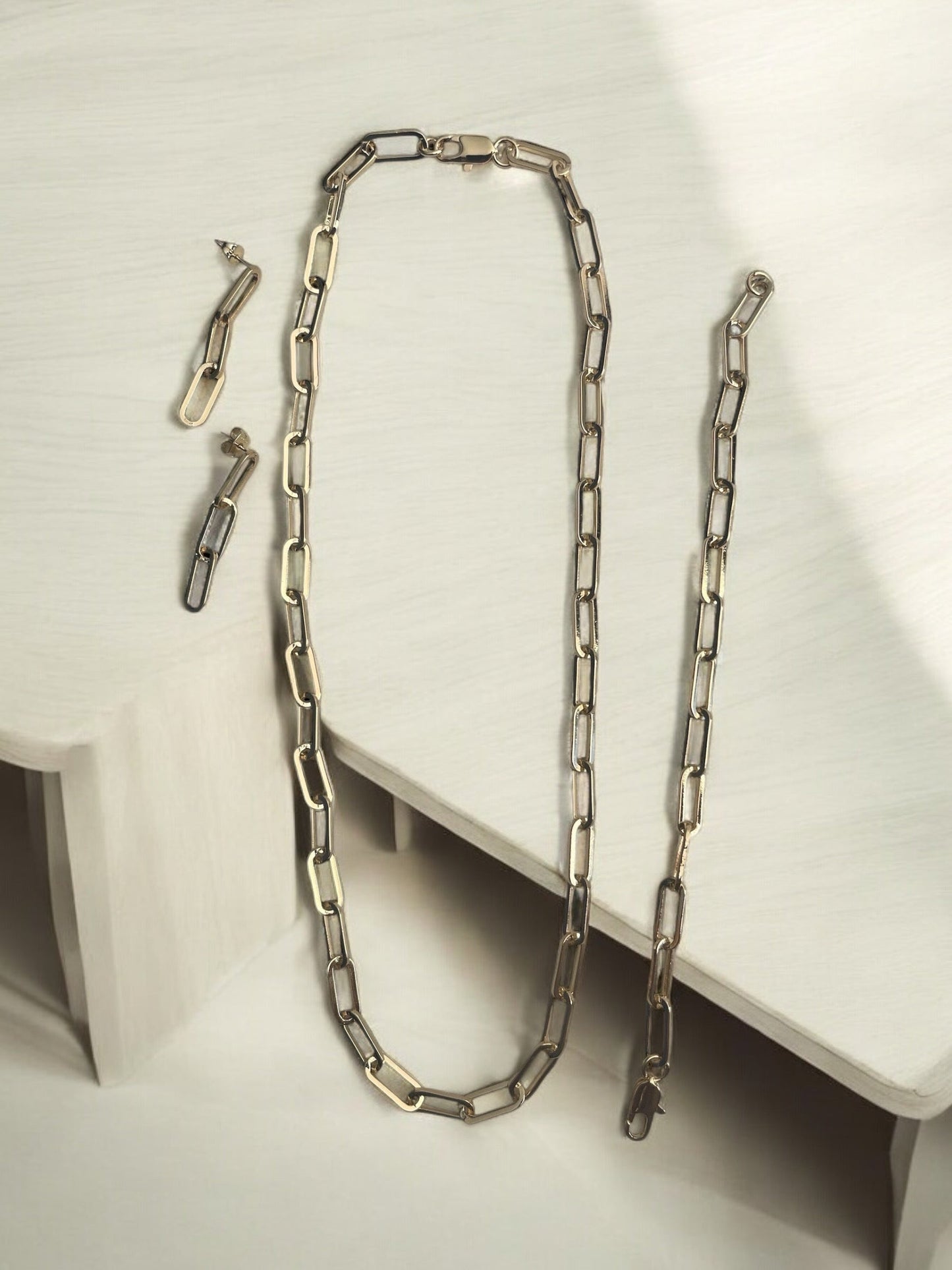 Paper Clip Design 14k Gold Electroplated Set