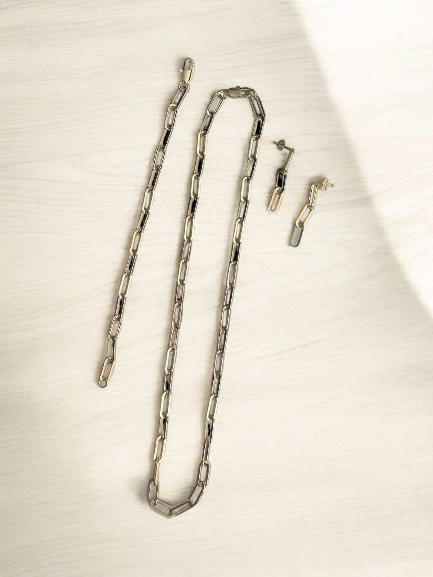 Paper Clip Design 14k Gold Electroplated Set