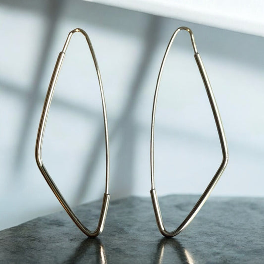 Drop and Dangle Geometric Rhodium Electroplated Earrings
