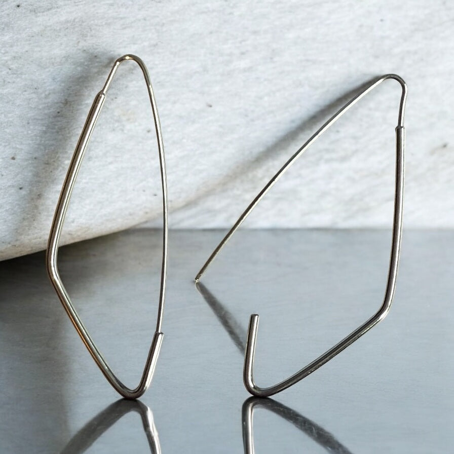 Drop and Dangle Geometric Rhodium Electroplated Earrings