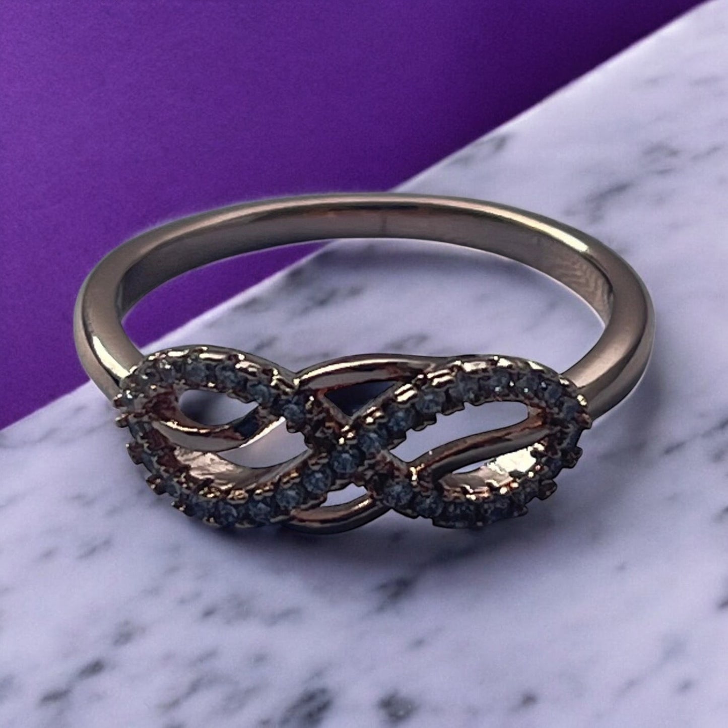 Infinity CZ Rose Gold Electroplated Ring