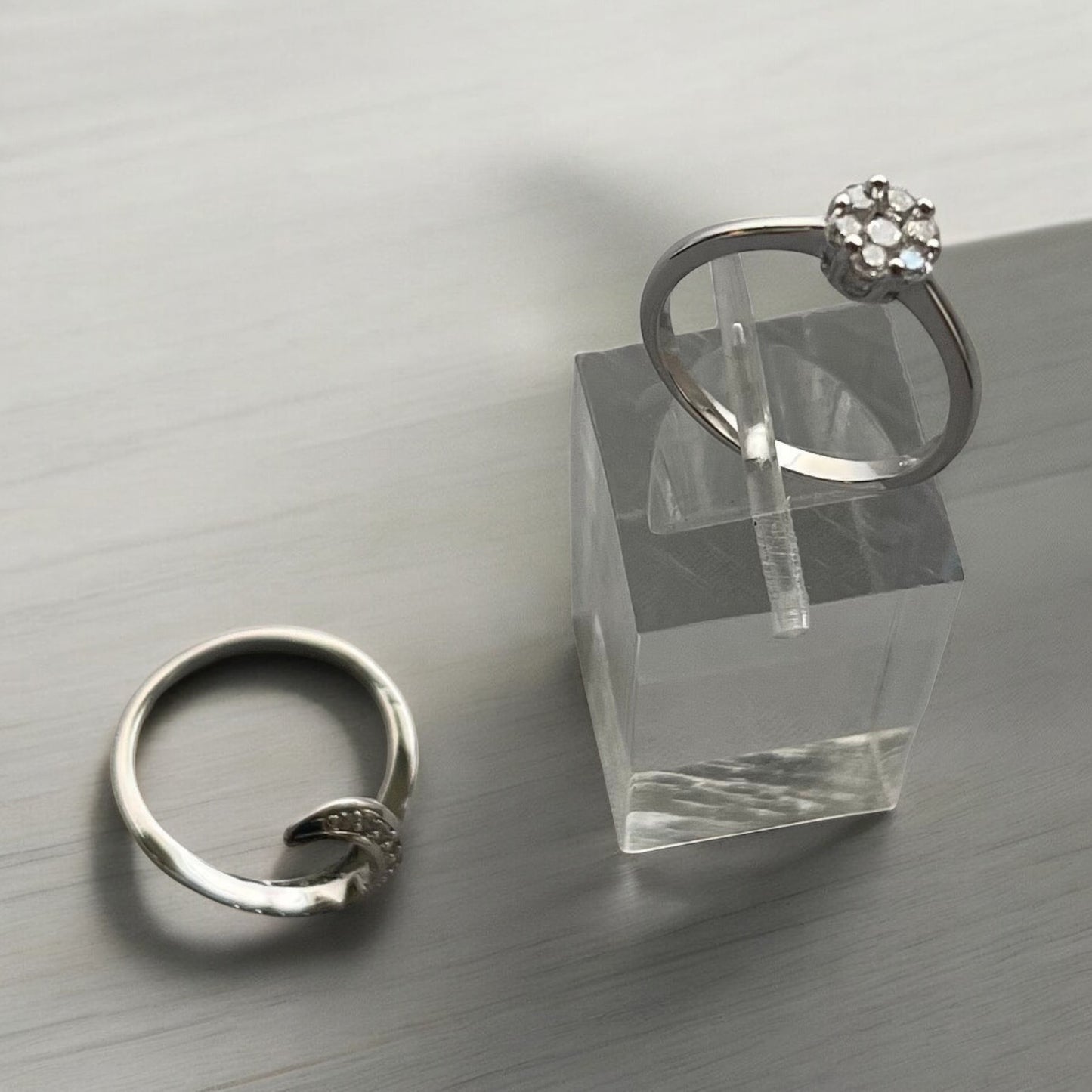 Rhodium Electroplated CZ Ring Set