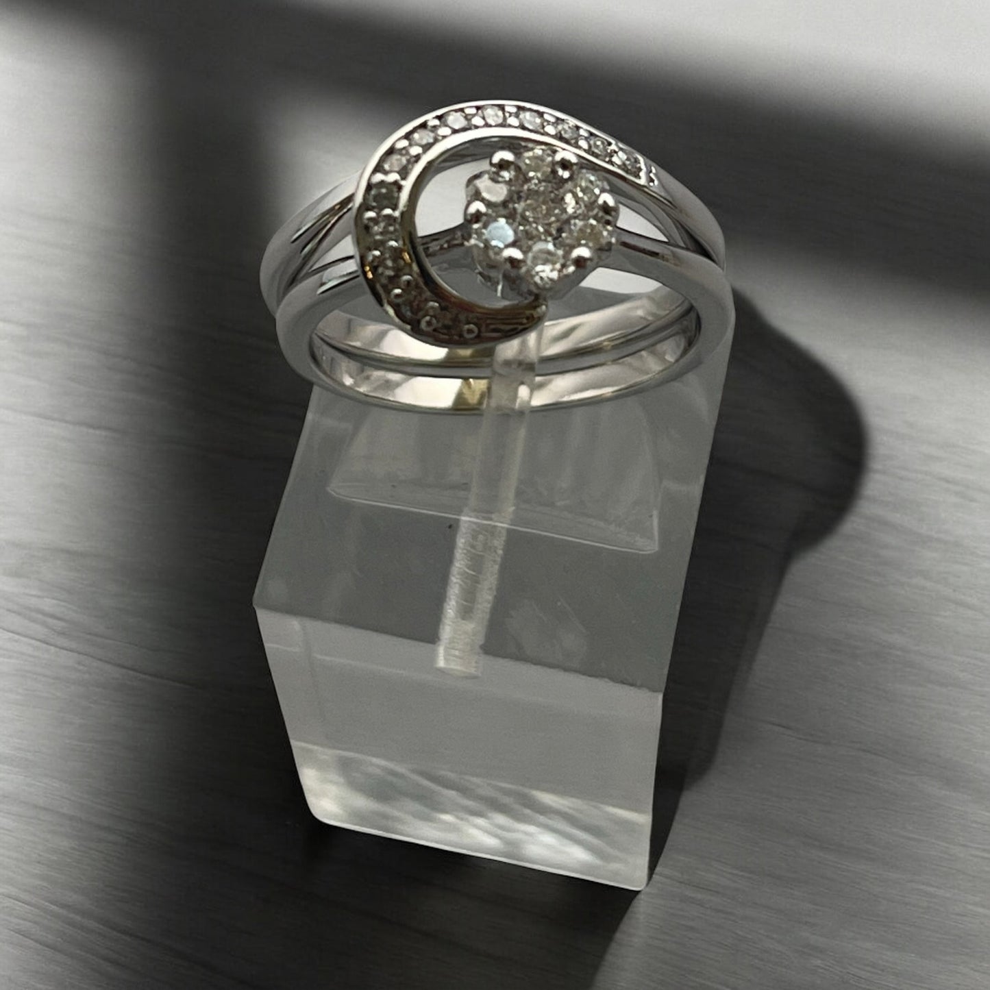 Rhodium Electroplated CZ Ring Set
