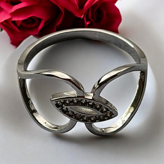 Rhodium Electroplated Turkish Eye Ring