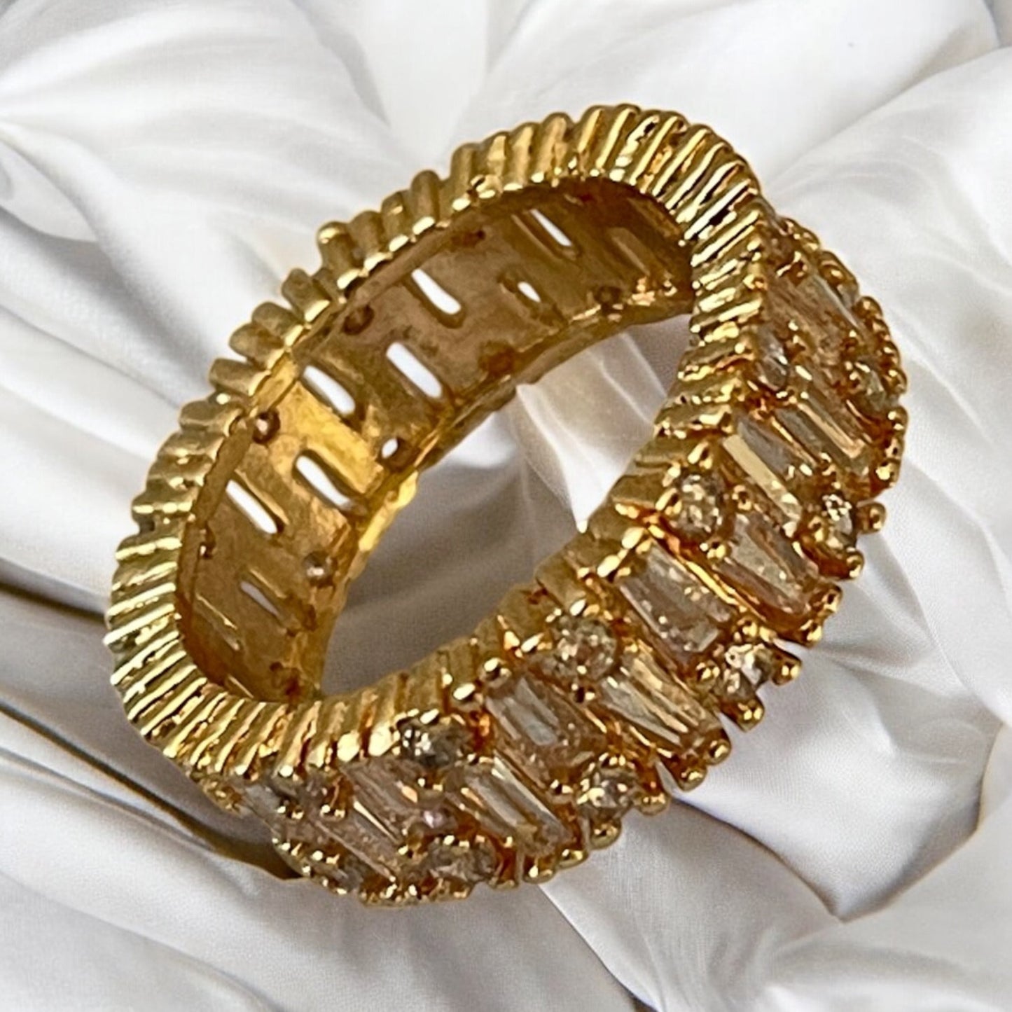 18K Gold Electroplated CZ Ring Band