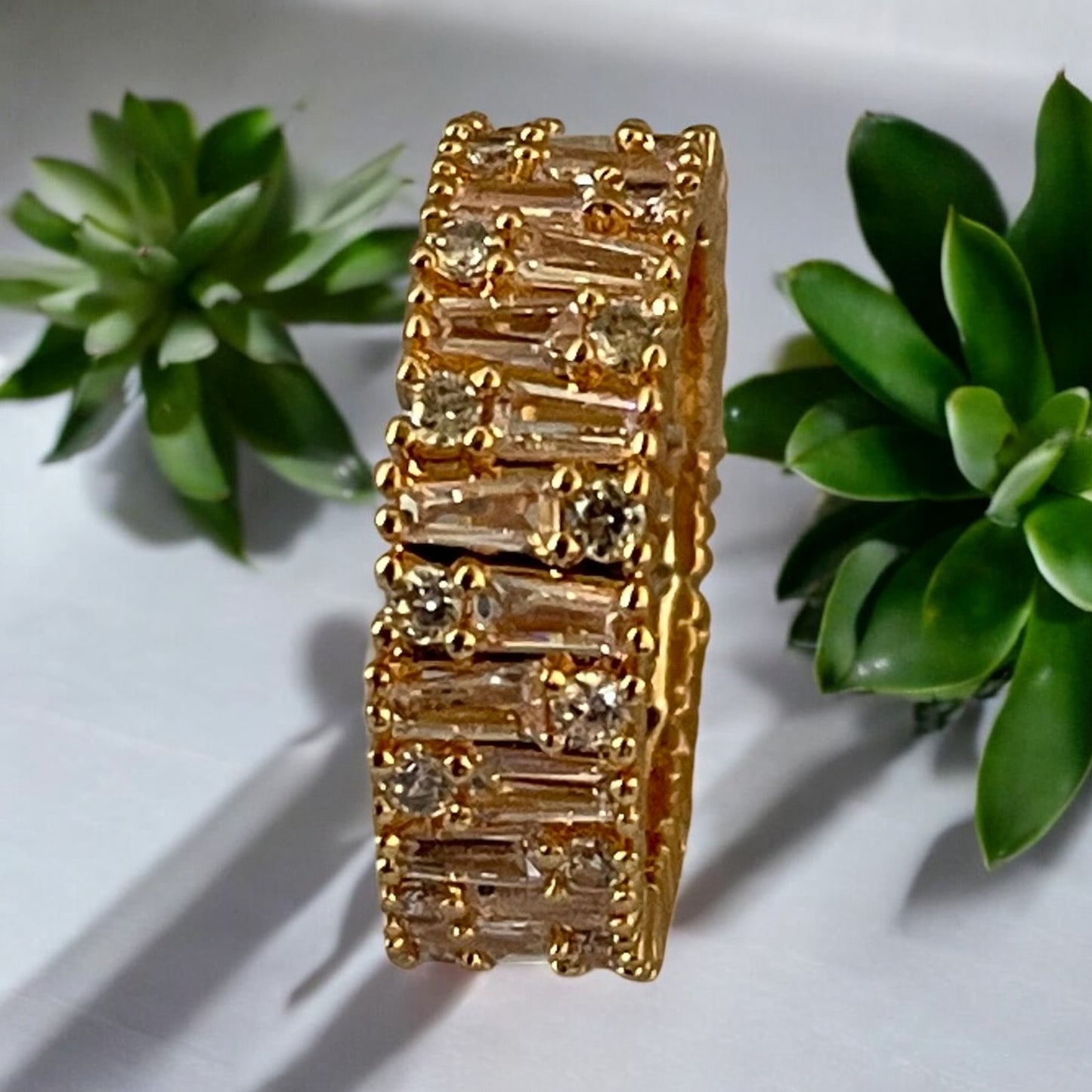 18K Gold Electroplated CZ Ring Band