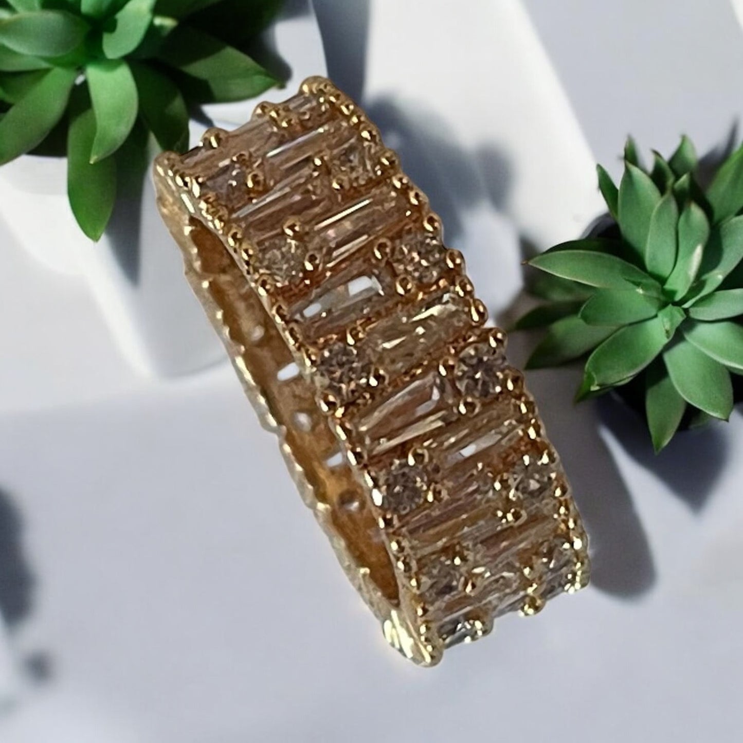 18K Gold Electroplated CZ Ring Band