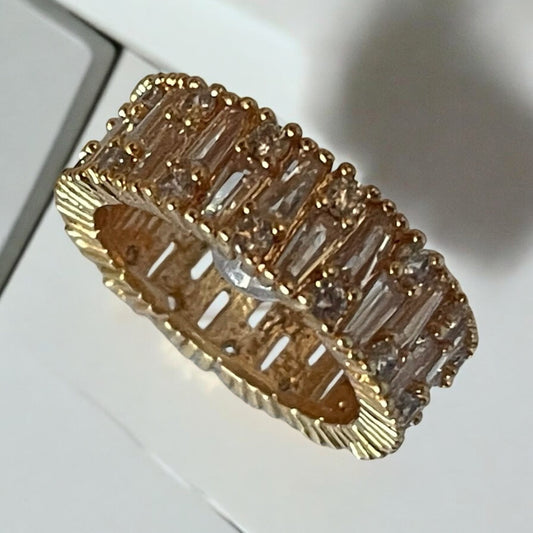 18K Gold Electroplated CZ Ring Band