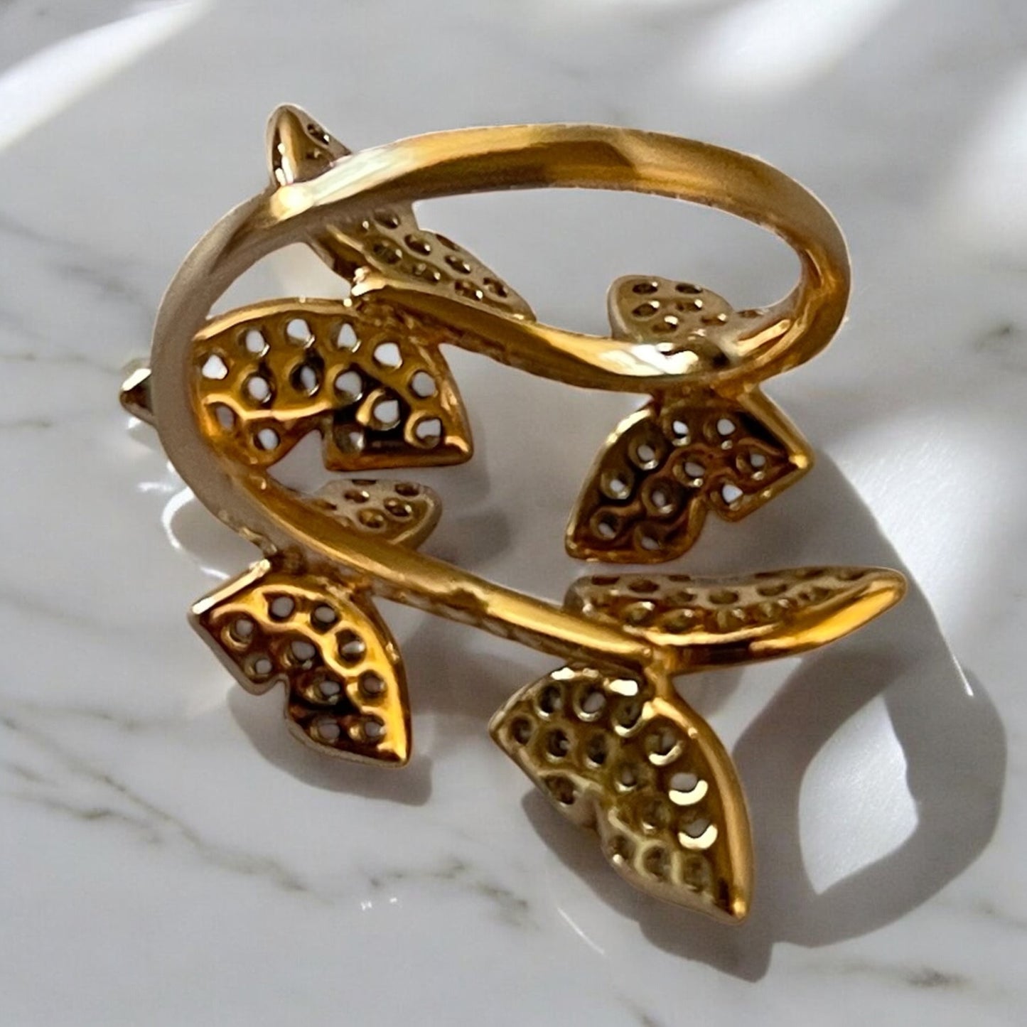 Butterfly Style CZ 18K Gold Electroplated Ring