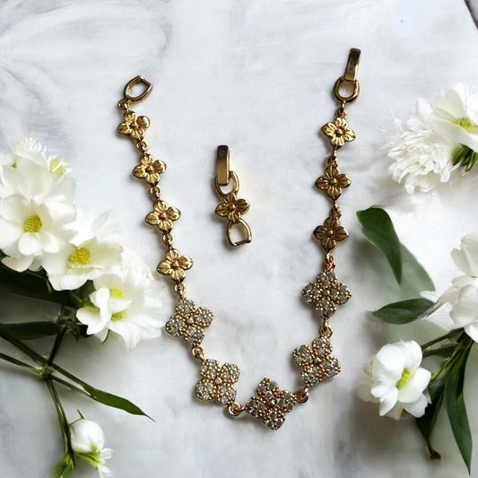 Clover CZ 18k Gold Electroplated Bracelet