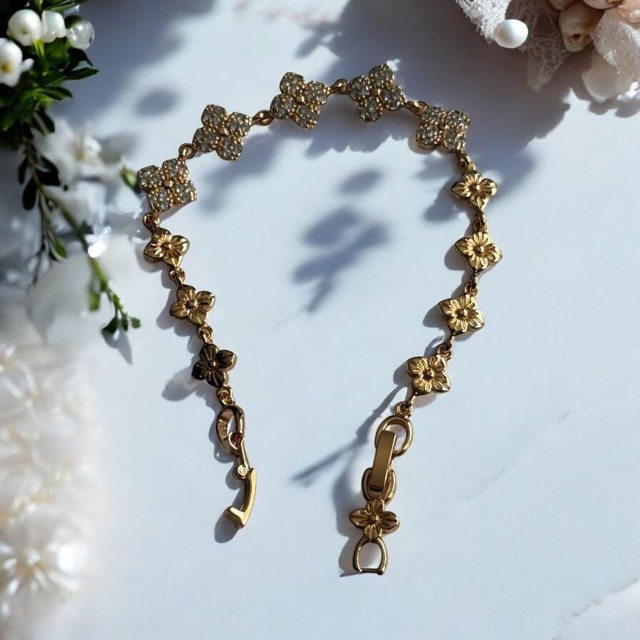 Clover CZ 18k Gold Electroplated Bracelet