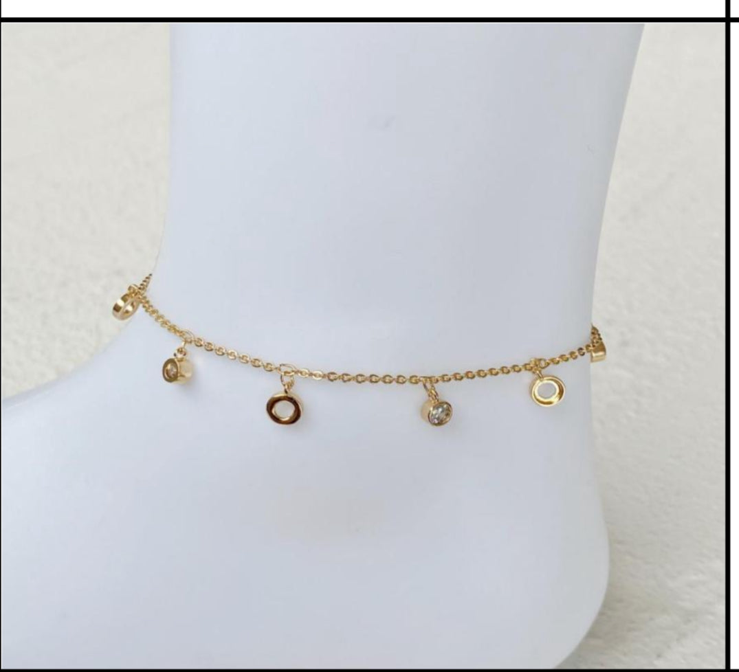 Dangling Charms 18k Gold Electroplated Ankle Bracelet