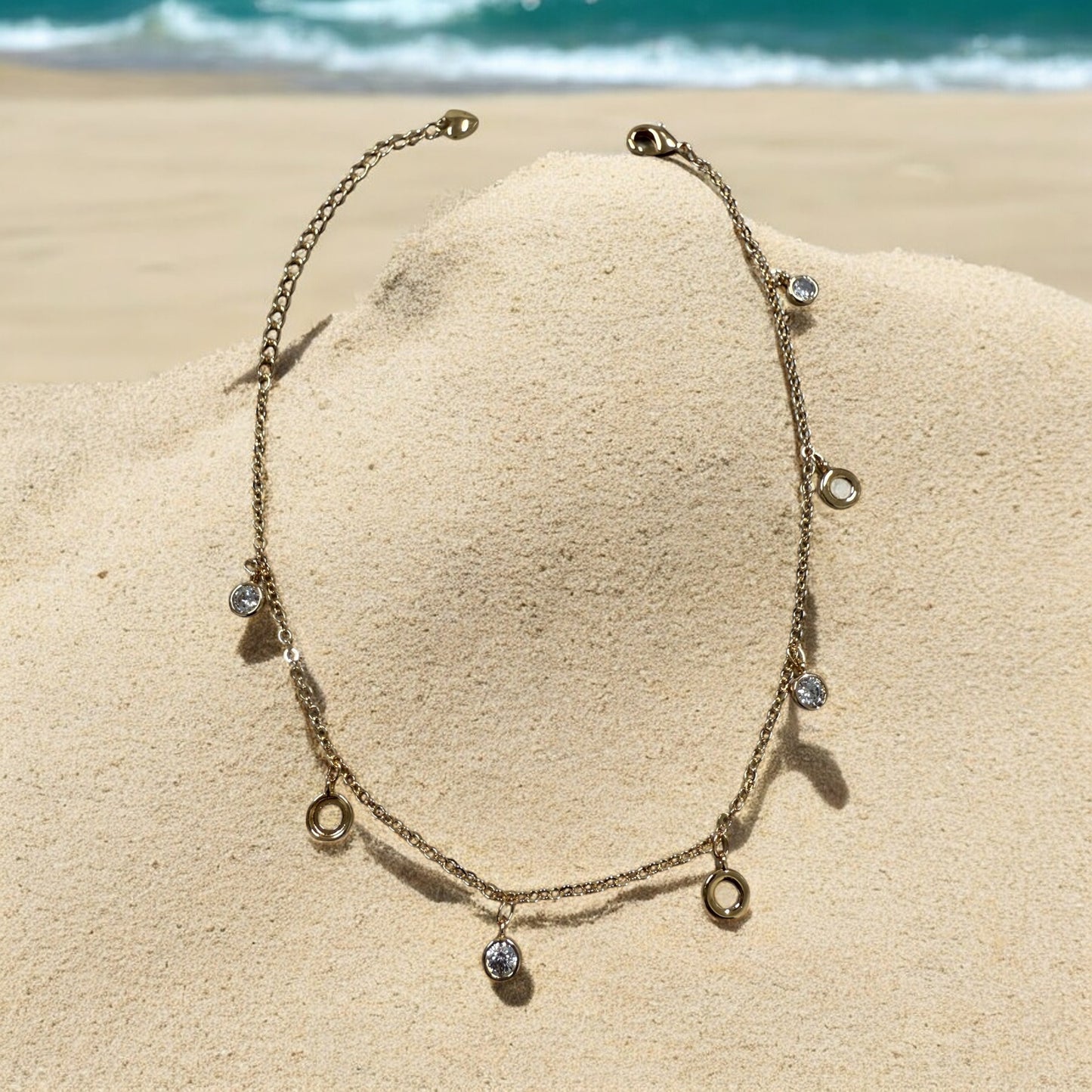 Dangling Charms 18k Gold Electroplated Ankle Bracelet
