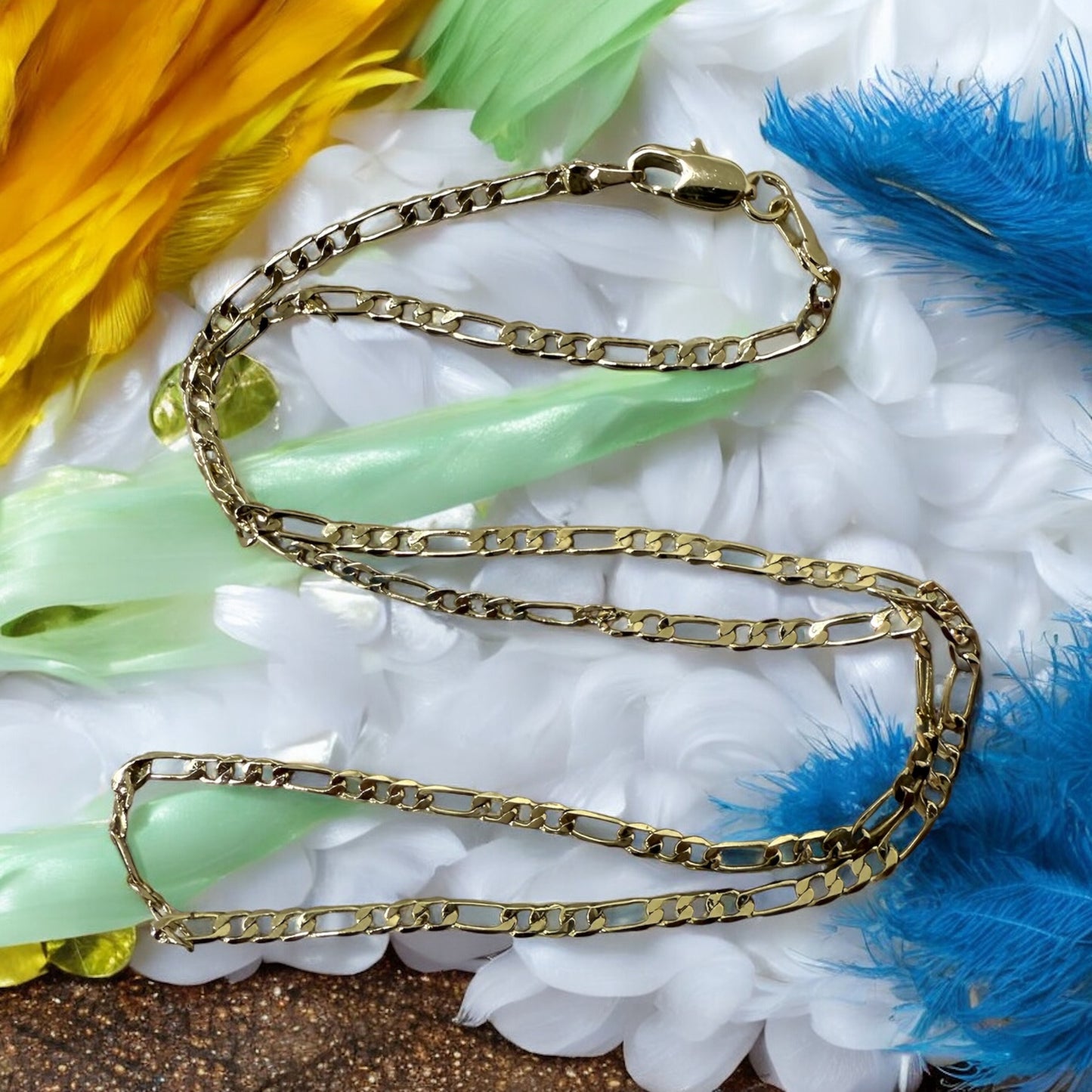 Figaro Chain Link 14k Gold Electroplated Necklace