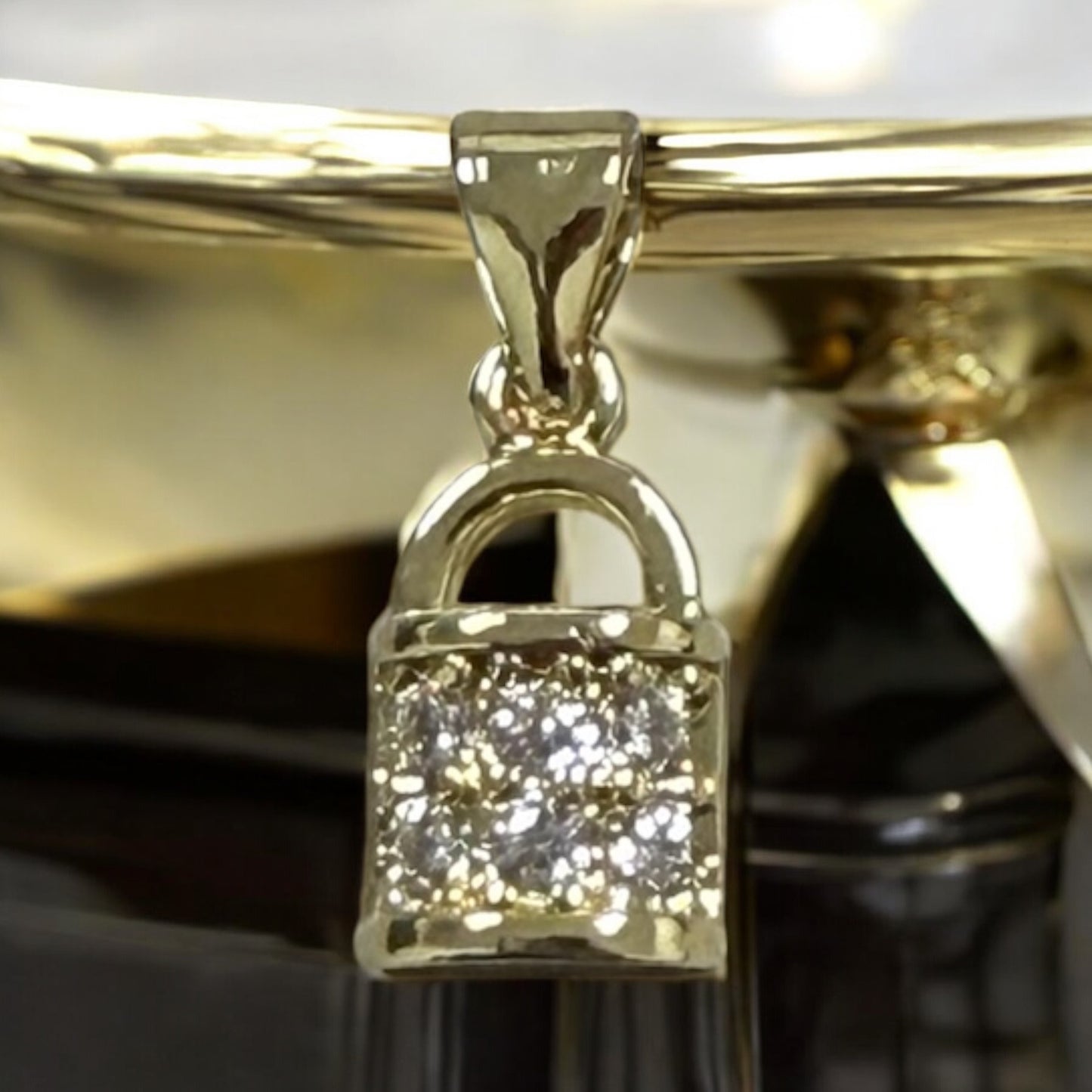 Small Lock Style 14k Gold Electroplated Pendant