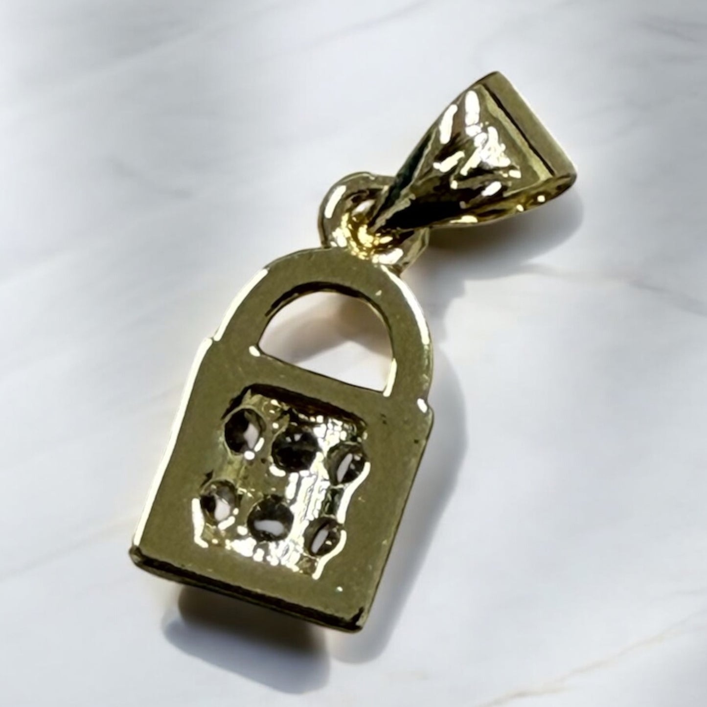 Small Lock Style 14k Gold Electroplated Pendant