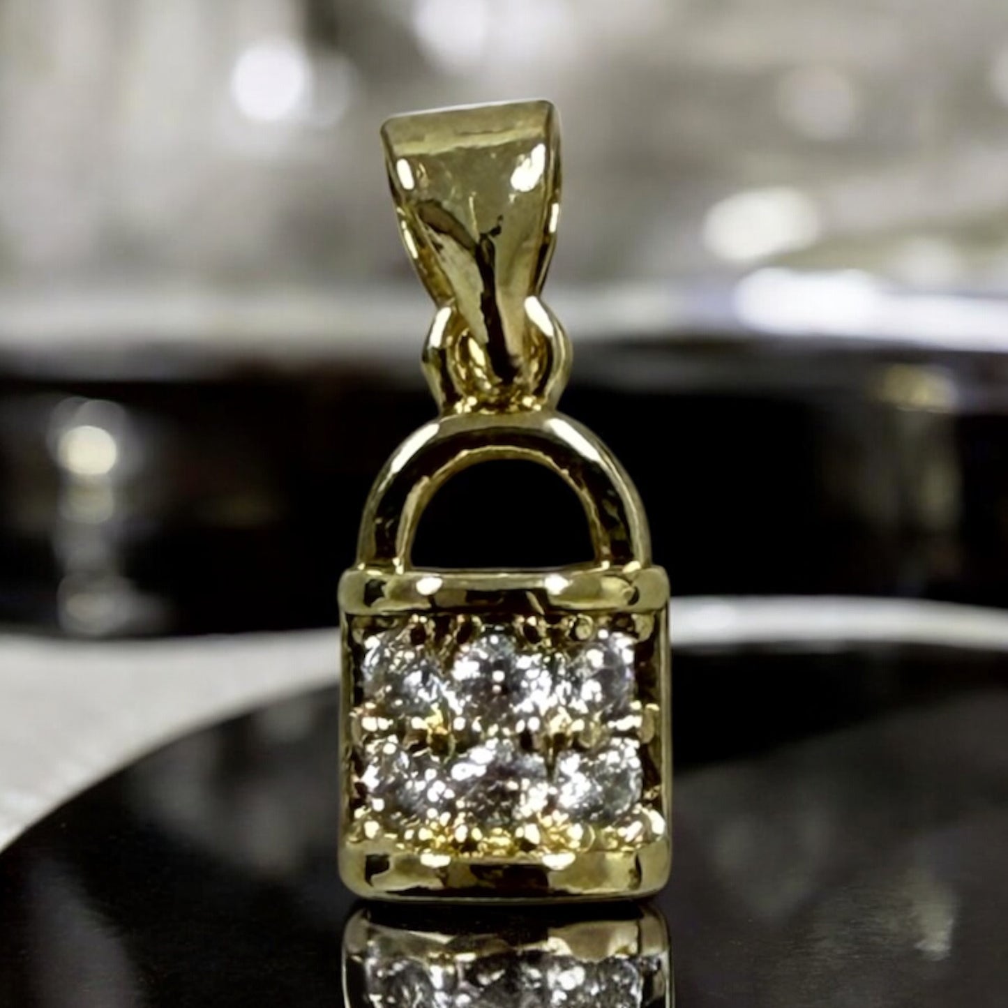 Small Lock Style 14k Gold Electroplated Pendant