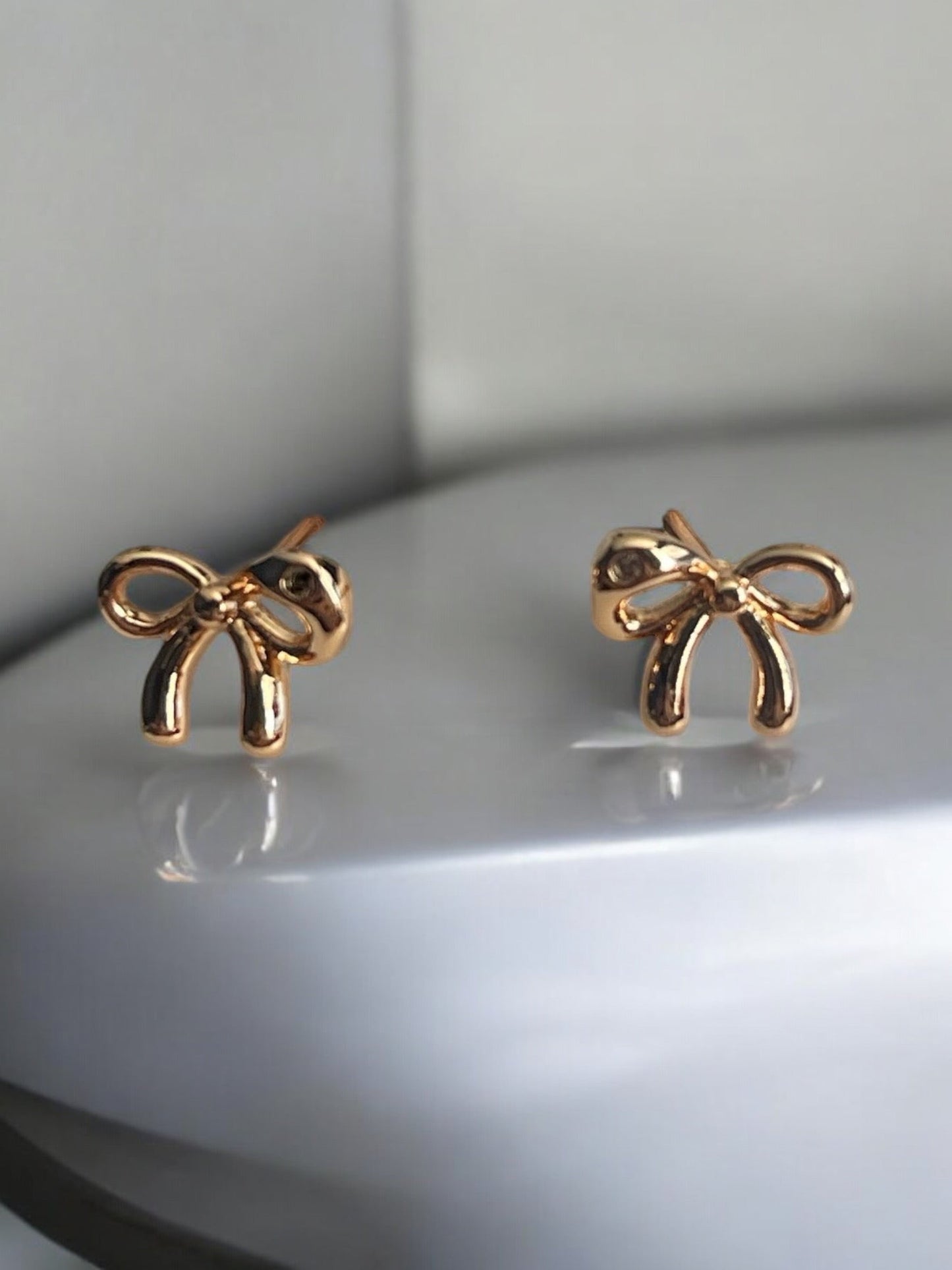 Bow Style Polished 18k Gold Electroplated Earrings