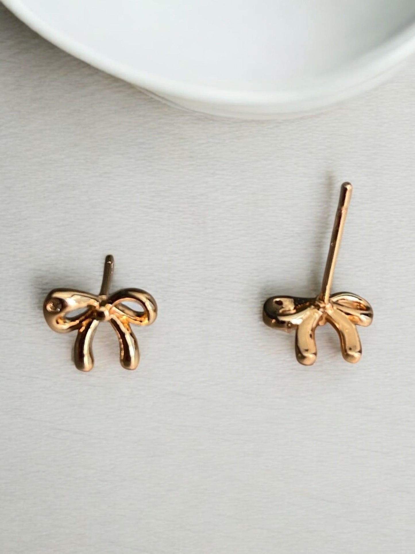 Bow Style Polished 18k Gold Electroplated Earrings