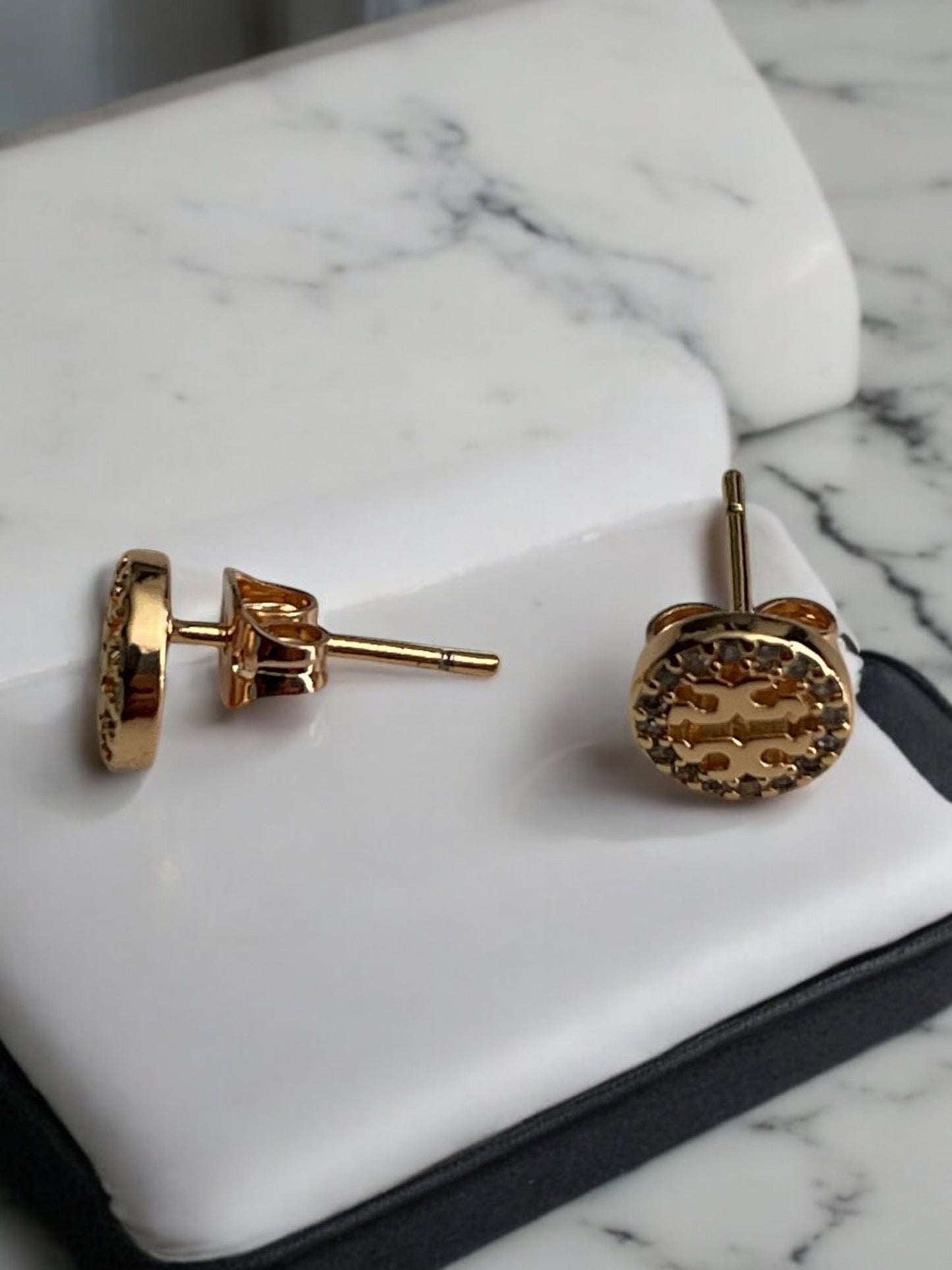 Circle CZ Paved 18k Gold Electroplated Earrings