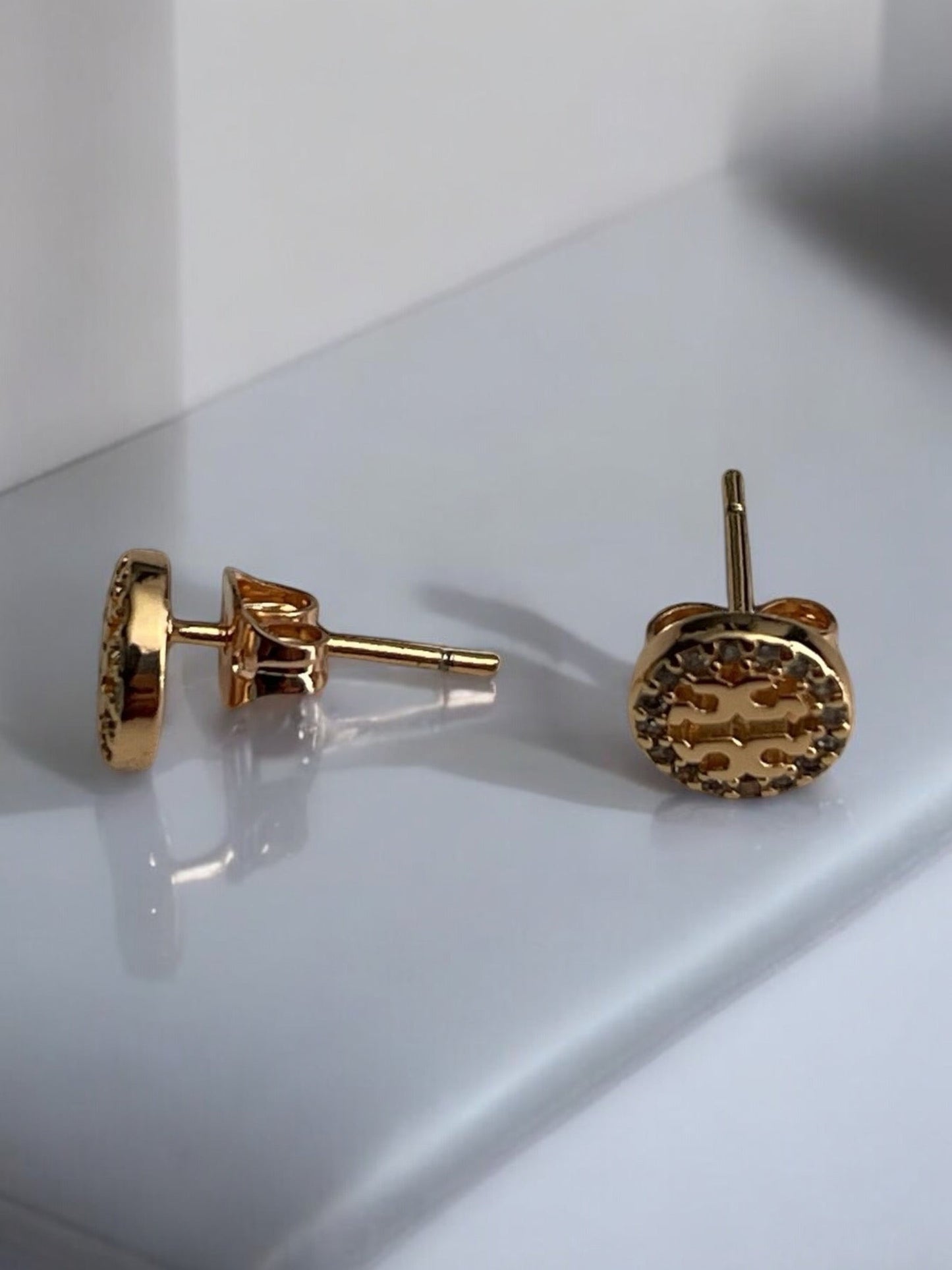 Circle CZ Paved 18k Gold Electroplated Earrings