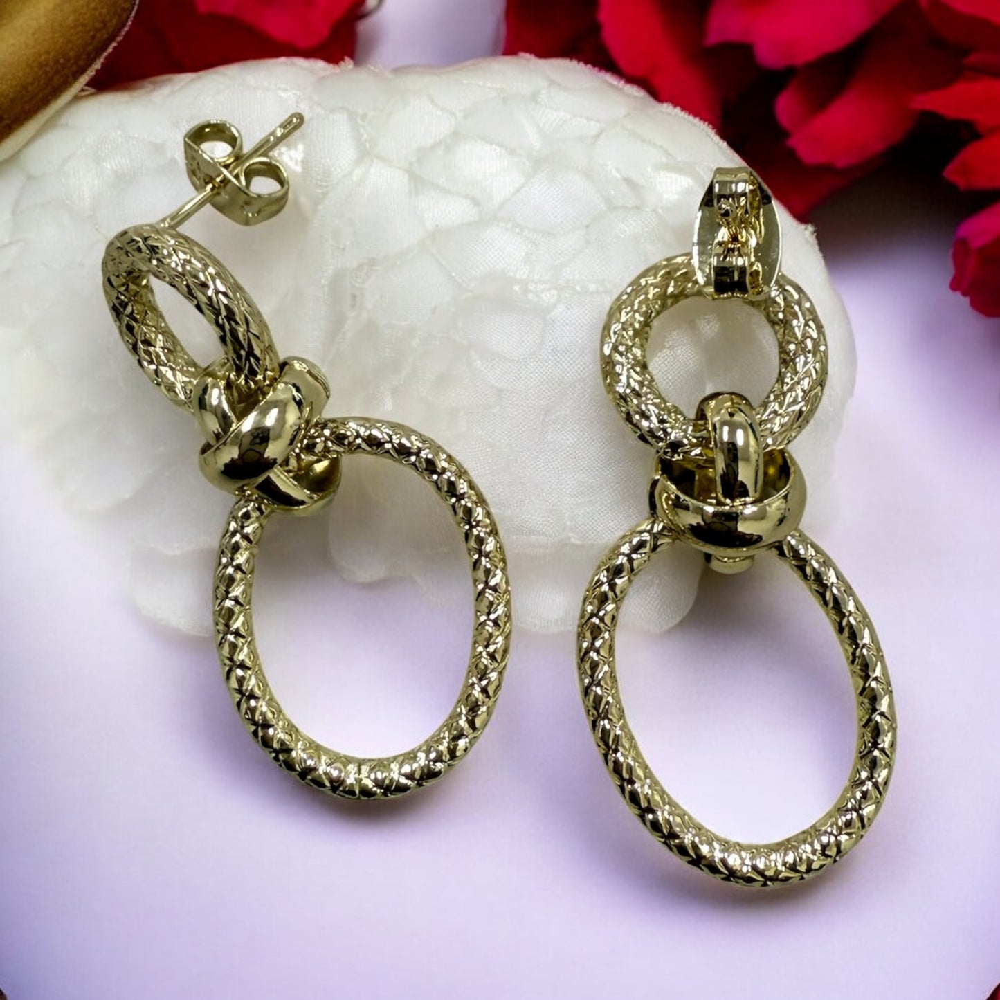 Chain Link Style 14k Gold Electroplated Earrings