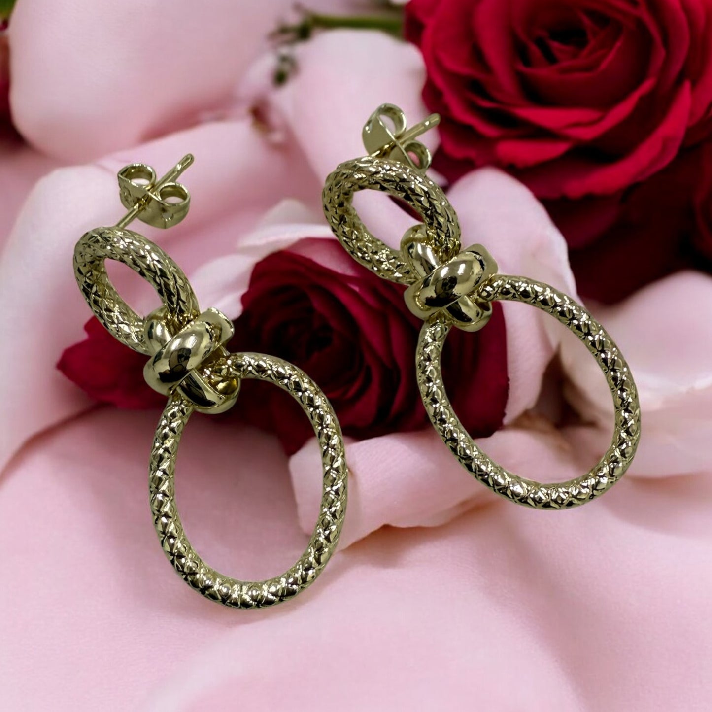 Chain Link Style 14k Gold Electroplated Earrings