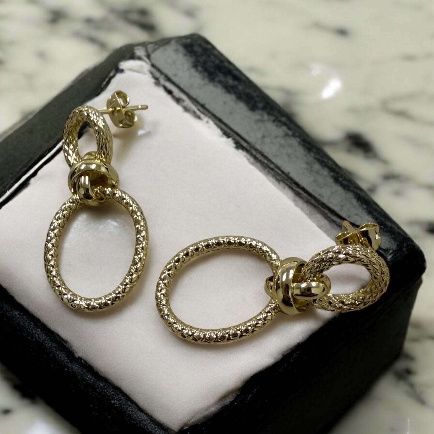 Chain Link Style 14k Gold Electroplated Earrings