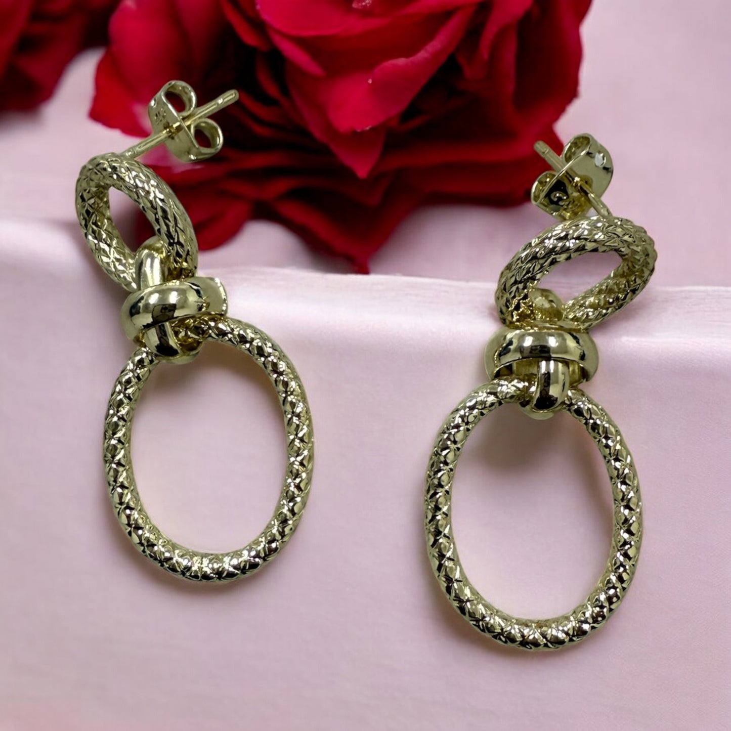 Chain Link Style 14k Gold Electroplated Earrings