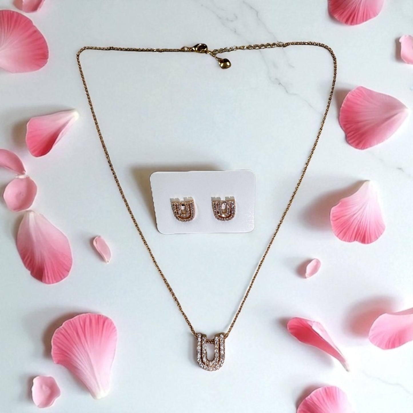 Double Layered U Design 18k Gold Electroplated Set