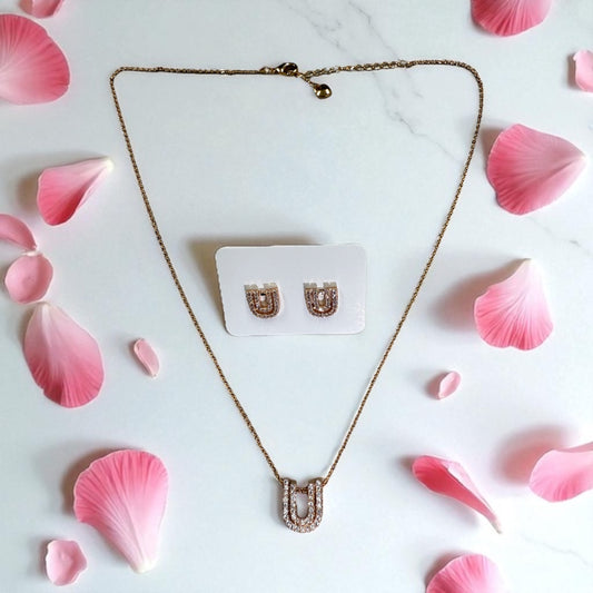 Double Layered U Design 18k Gold Electroplated Set