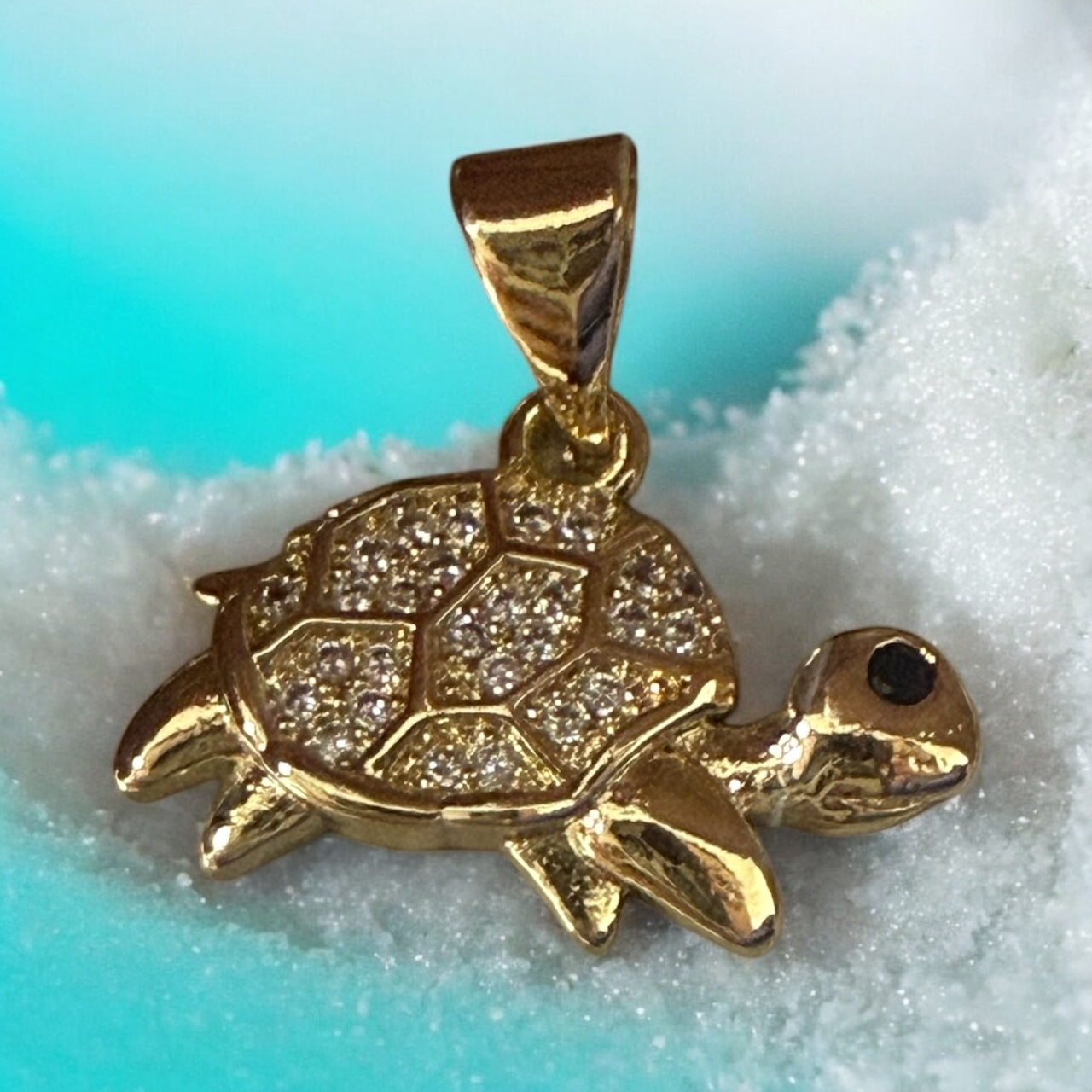 Turtle Theme 14k Gold Electroplated Pendant