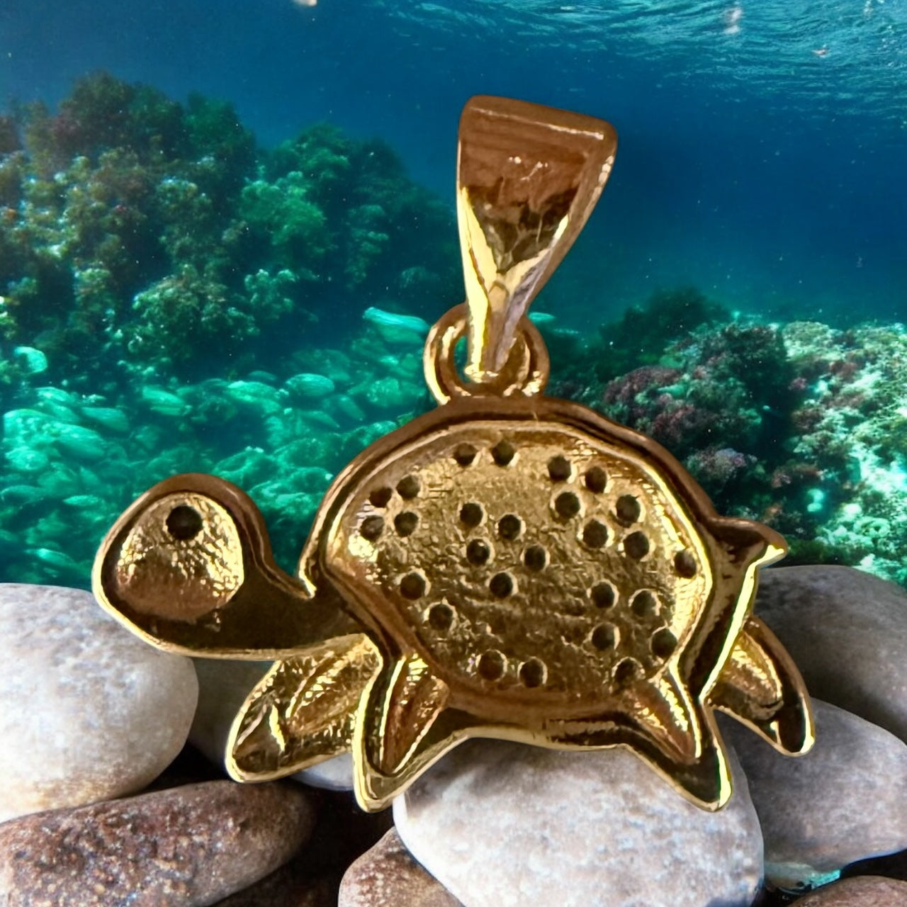 Turtle Theme 14k Gold Electroplated Pendant