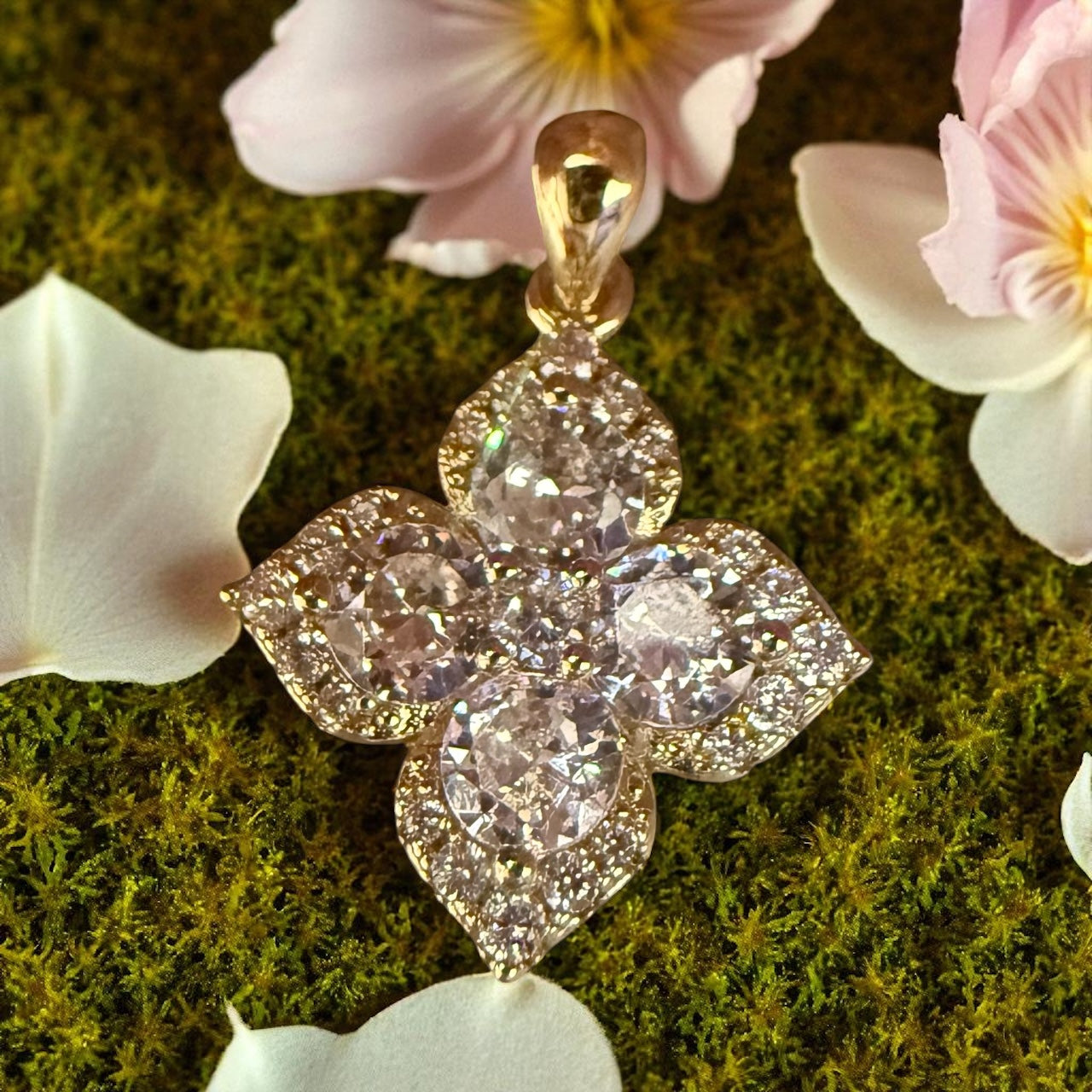 Clover Theme 14k Gold Electroplated Pendant