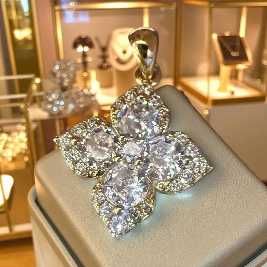 Clover Theme 14k Gold Electroplated Pendant