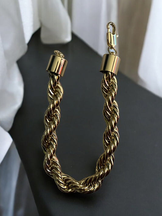 Chunky Rope 14k Gold Electroplated Bracelet