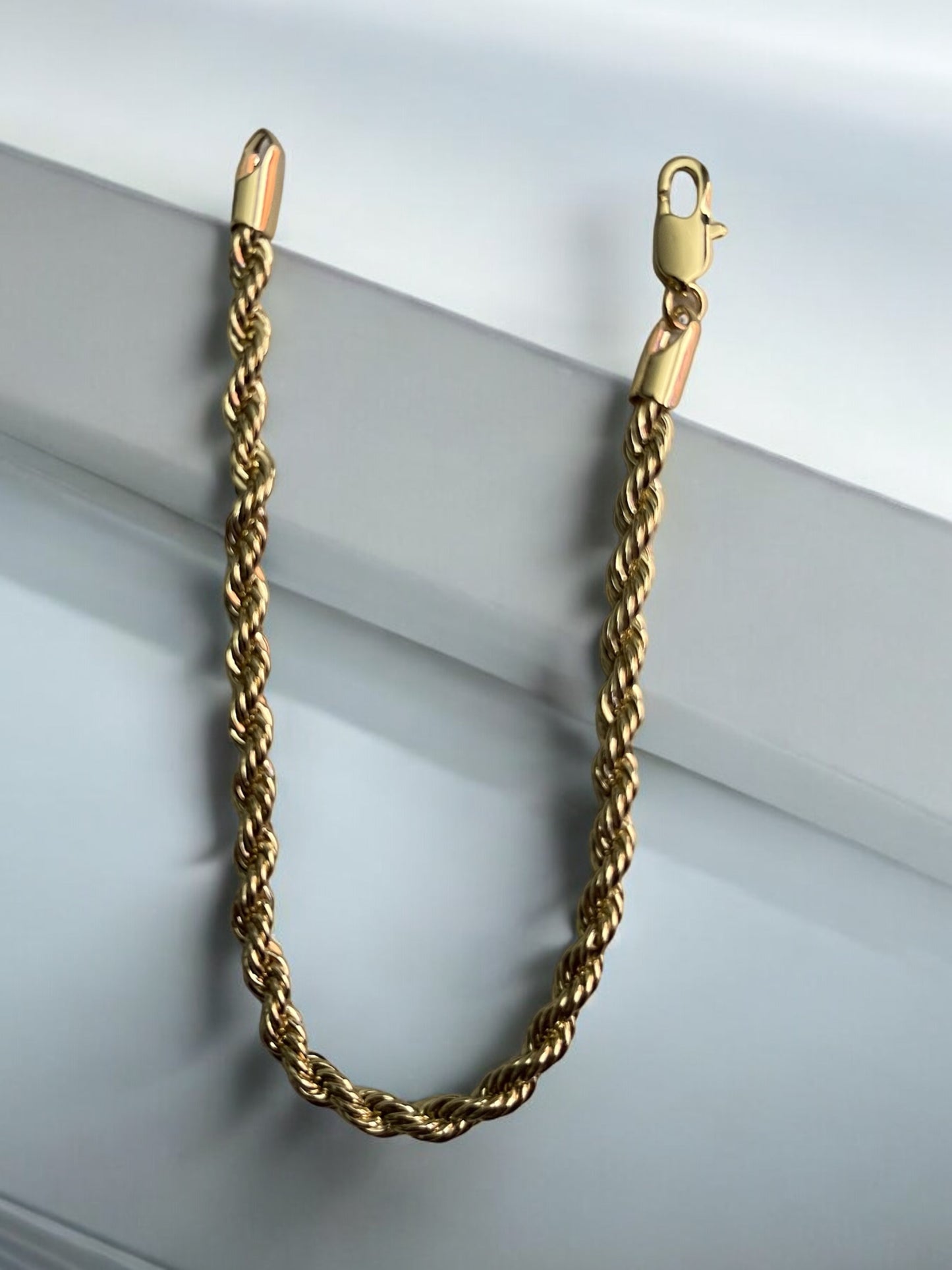 Twisted Rope 14k Gold Electroplated Bracelet