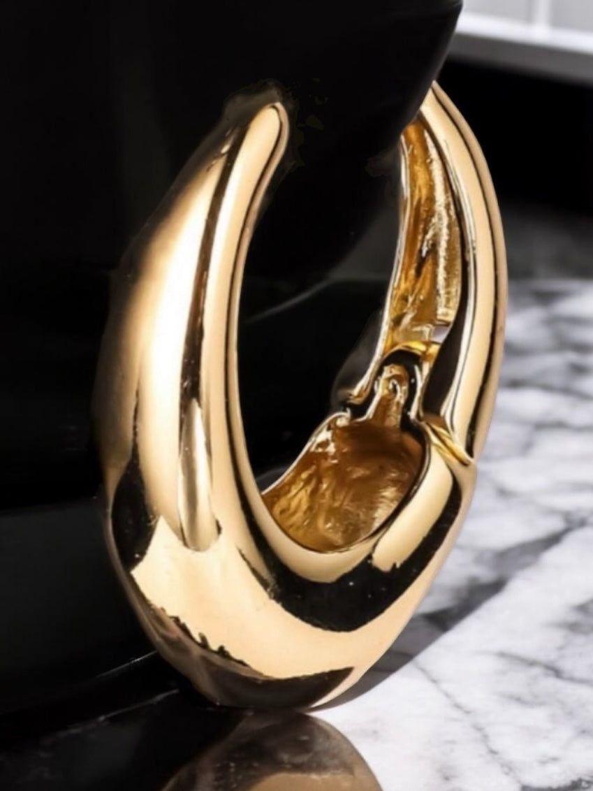 Oval Style 14k Gold Electroplated Earrings