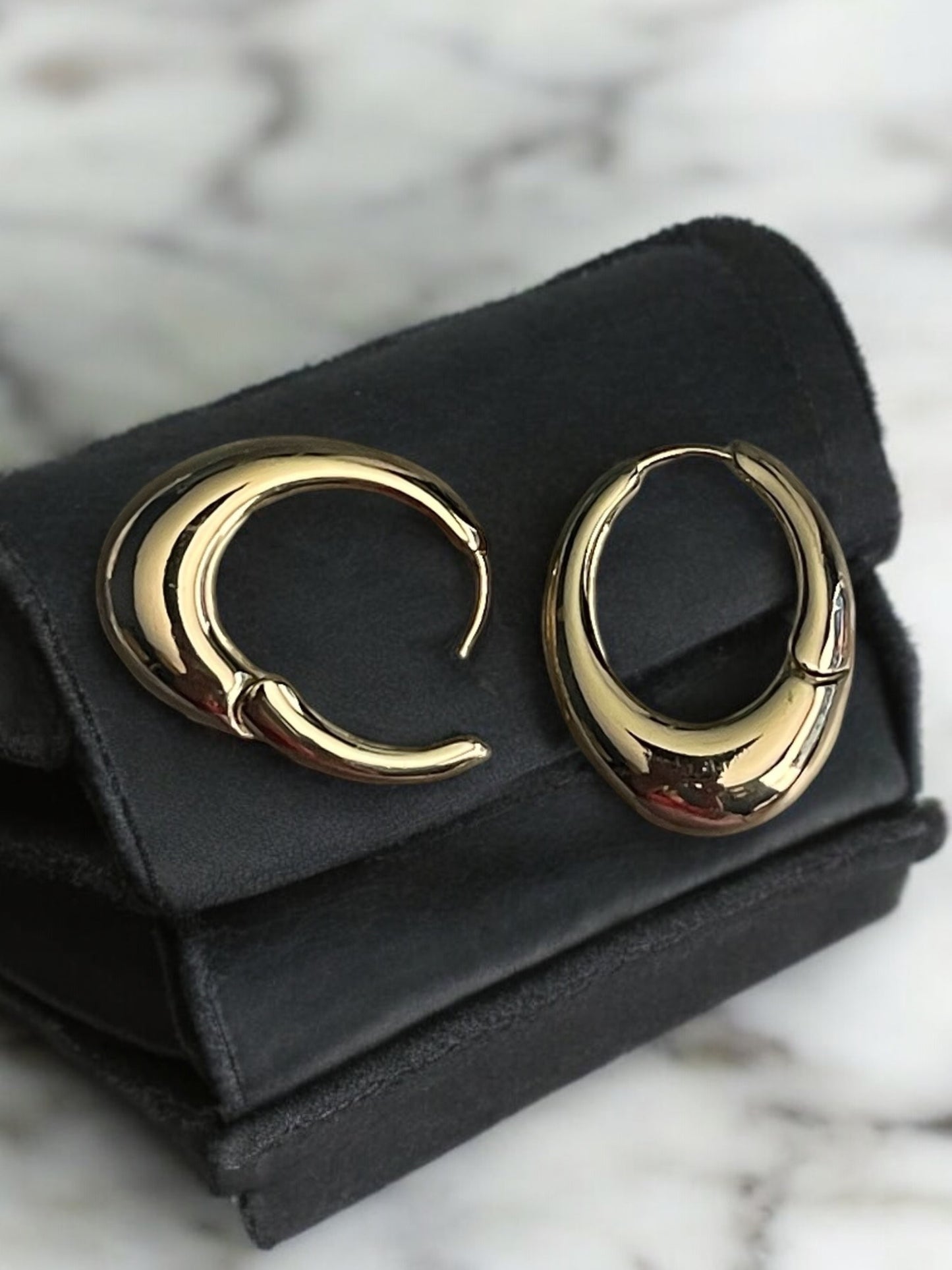 Oval Style 14k Gold Electroplated Earrings